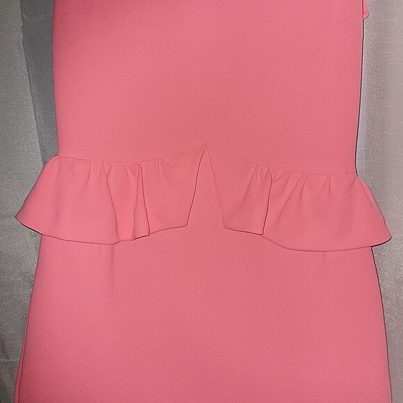 SANDRO crew neck ruffle Sheath pink designer dress Final Discount - Picture 8 of 16